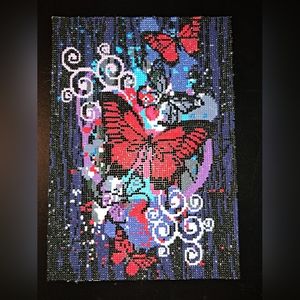 Finished red butterfly diamond painting